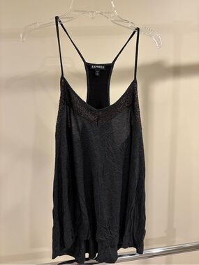 Express Black Beaded-Detail Spaghetti Strap Razorback Camisole